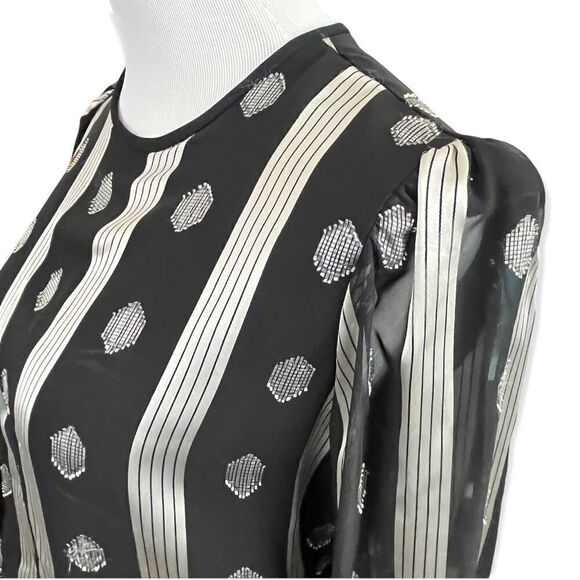 Vintage 80’s Accordion Pleated Dress Black and Silver Small - Picture 4 of 6